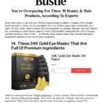 Bustle.com features Victoria Stiles of Shiksona Beauty recommending Demora 24k Gold Eye Masks