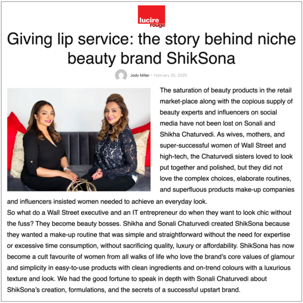 Lucire Rouge article about niche beauty brand ShikSona